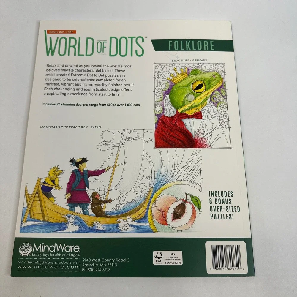 2 MindWare Extreme Dot to Dot Books Rainforest & World of Dots Folklore Unused